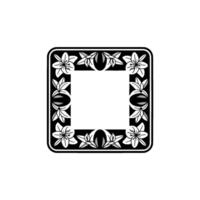 Elegant Floral Frame with Lilies, Black White, Geometric vector
