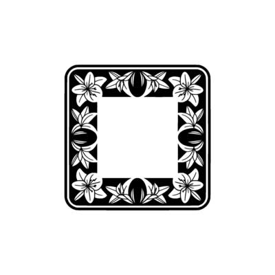 Elegant Floral Frame with Lilies, Black White, Geometric