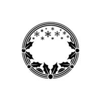 Festive Circle with Holly Berries and Snowflakes vector