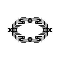 Geometric Winter Frame with Snowflakes, Minimalist vector