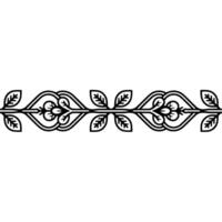 Minimalist Ornamental Foliage Pattern, Black Line Art on White vector