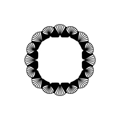 Elegant Black and White Fan Circle Frame on Pale Background