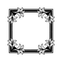 Elegant Floral Frame with Lilies in Black and White - Border vector