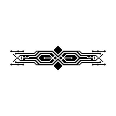 Circuit Board Ornament Tech, Geometric, Black White
