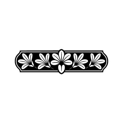 Elegant Floral Border in Black and White, Minimalist Style - Decoration