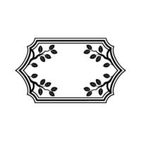 Elegant Black White Botanical Frame on White Background vector