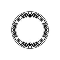 Minimalist Christmas Wreath Black Red Ornament on Cream vector