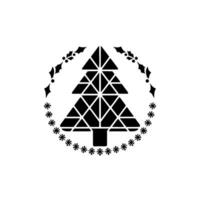 Geometric Christmas Tree Minimalist Black and White Festive vector