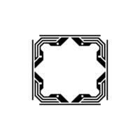 Techy Circuit Board Frame, Minimalist, Black and White, Empty Space vector