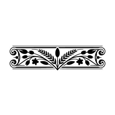 Elegant Black Floral Border Ornament on White Background - Flowers
