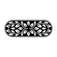 Elegant Black White Floral Border Element, Isolated on White - Ornament vector