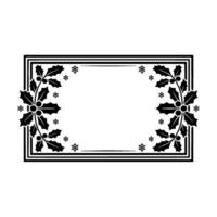 Elegant Christmas Holly Snowflakes Frame on White vector