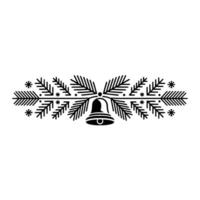 Minimalist Christmas Bell and Evergreen Branch vector