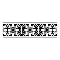 Floral Border Black White Repeating Pattern For vector