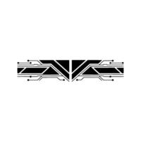 Geometric Tech Element on White, Minimalist Circuit vector