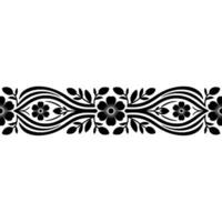 Elegant Floral Border, Black and White Decoration, Decorative Element vector