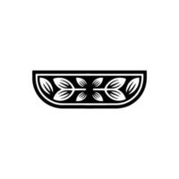 Elegant Black and White Floral Border Element, Minimalist - Leaves vector