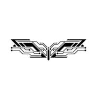 Tech Butterfly Abstract Circuit Board, Minimalist Style vector