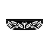 Elegant Botanical Motif, Black and White Element vector