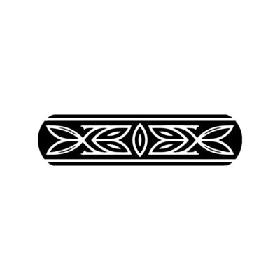 Decorative Black White Ornate Border Element on White Background