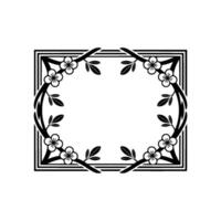Elegant Floral Frame in Black and White For Invitations, Backgrounds vector