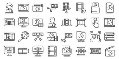 editor icons set. editing icons showing post production and movie maker software vector