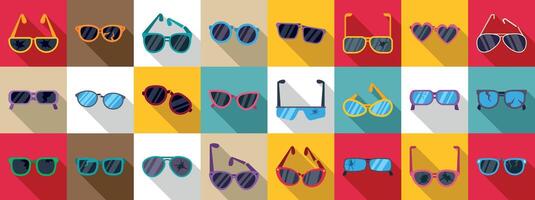 Broken glasses icons set. Broken sunglasses showing variety of damage and frame styles vector