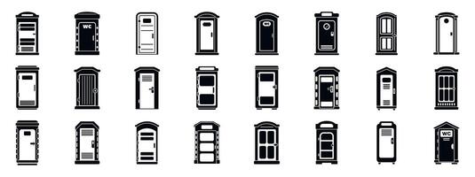 Bio toilet icons set. Bio toilet icons set showing different portable toilets for outdoor events and construction sites vector