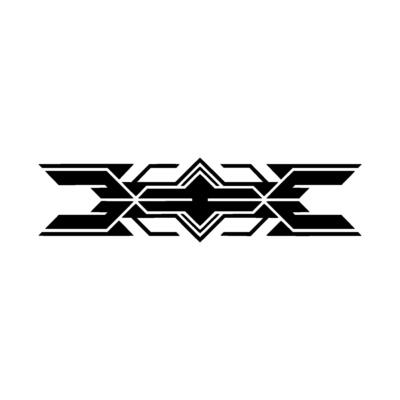 Geometric Tech Abstract Black White Ornament on Gray