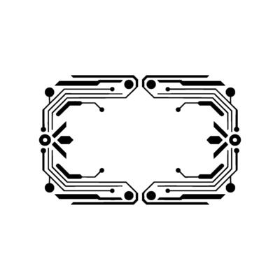Futuristic Circuit Board Frame on White Background - Border