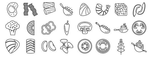 A set of food icons in a line drawing style vector