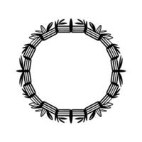 Abstract Black Bamboo Frame on White Background with Shadow Play vector