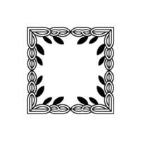 Elegant Black White Frame with Leaf Accents vector