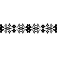 Elegant Black Floral Border on White Background - Repeating pattern vector