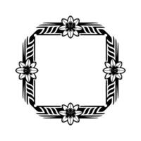 Floral Frame, Black White Geometric, Elegant Border, Blank Space vector