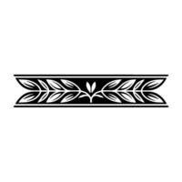 Decorative Laurel Leaf Border Element Black White, Minimalist vector