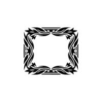 Elegant Black and White Floral Square Frame on White Background - Border vector