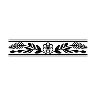 Elegant Black Floral Border on White, Decorative Element - Line