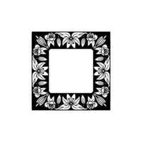 Elegant Floral Square Frame Black and White Art Nouveau Style vector