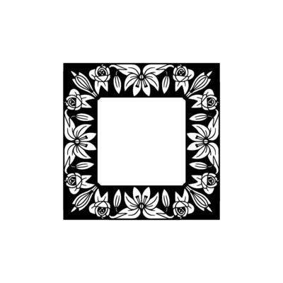 Elegant Floral Square Frame Black and White Art Nouveau Style