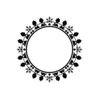 Minimalist Christmas Frame Holly Snowflake Circle Border vector