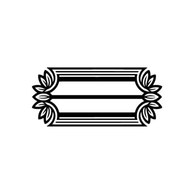 Art Deco Frame with Floral Accents Black and White