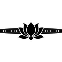 Minimalist Lotus Flower in Black on White, Decorative Element vector