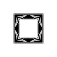 Elegant Black White Floral Frame, Minimalist Decorative Element vector