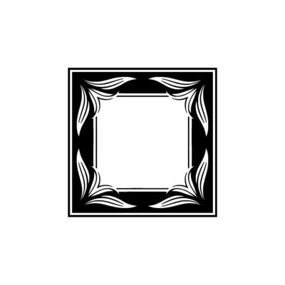 Elegant Black White Floral Frame, Minimalist Decorative Element