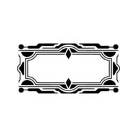 Geometric Art Deco Frame Elegant Black White Border - Symmetrical vector