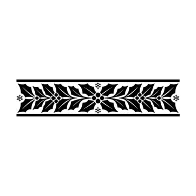 Christmas Border Holly and Snowflakes in Art Deco Style