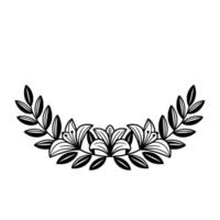 Elegant Floral Wreath Illustration, Black and White, Minimalist - Lilies vector