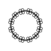 Elegant Floral Wreath Minimalist Black White - Flowers vector
