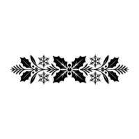 Minimalist Christmas Holly and Snowflake Border on White vector